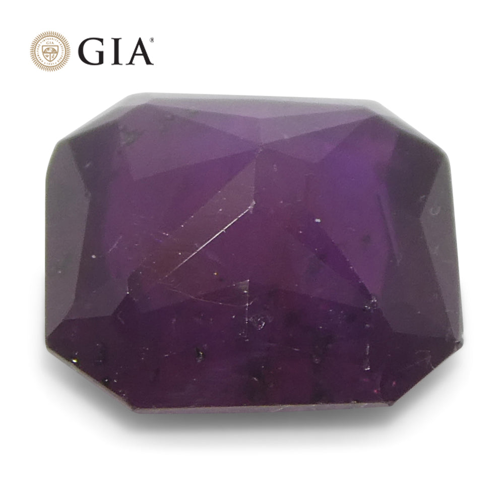 2.63ct Octagonal/Square Purple-Red Natural Ruby GIA Certified East Africa Unheated - Skyjems Wholesale Gemstones