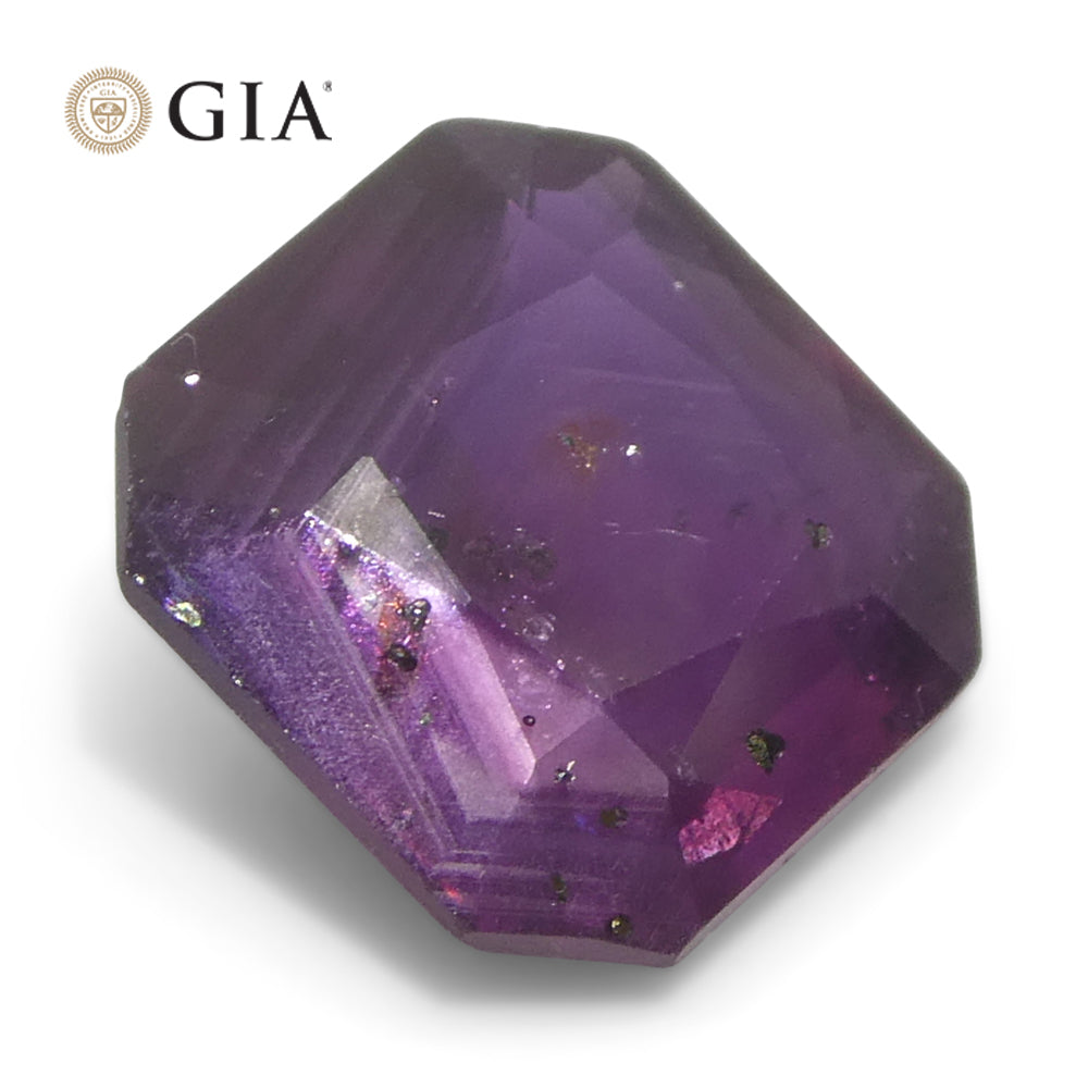 2.63ct Octagonal/Square Purple-Red Natural Ruby GIA Certified East Africa Unheated - Skyjems Wholesale Gemstones