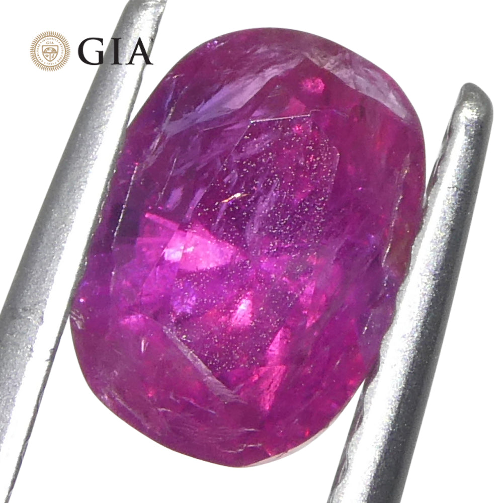 1.34ct Cushion Purplish Red Ruby GIA Certified  Unheated - Skyjems Wholesale Gemstones