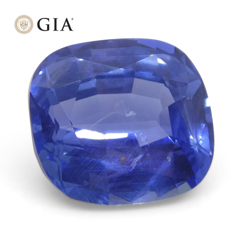 SkyJems 5.09ct Blue Cushion Sapphire from Sri Lanka, GIA Certified Natural Unheated Gemstone