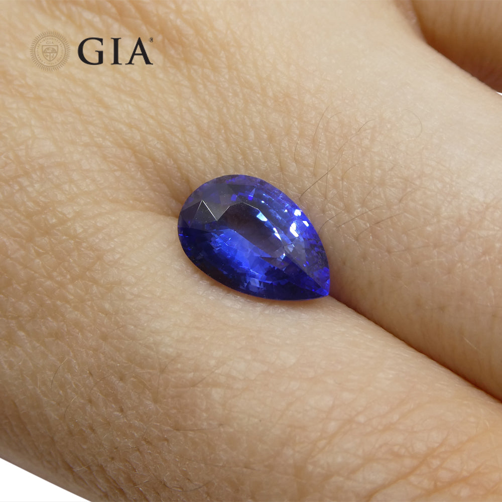 2.40ct Blue Pear Sapphire from Sri Lanka, GIA Certified Natural Gemstone by SkyJems Canadian Gem Experts