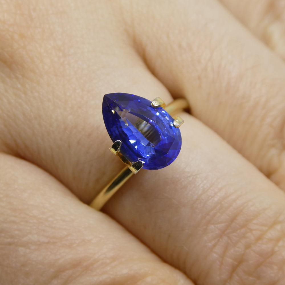 2.40ct Blue Pear Sapphire from Sri Lanka, GIA Certified Natural Gemstone by SkyJems Canadian Gem Experts