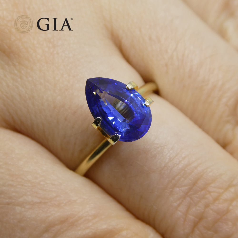 2.40ct Blue Pear Sapphire from Sri Lanka, GIA Certified Natural Gemstone by SkyJems Canadian Gem Experts