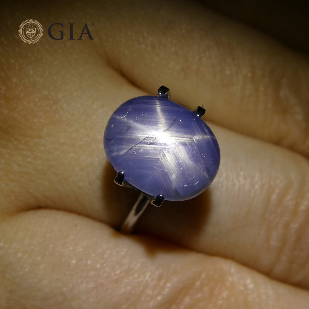 10.77ct Natural Blue Star Sapphire Oval Cabochon, GIA Certified Gemstone from SkyJems Canadian Gem Experts