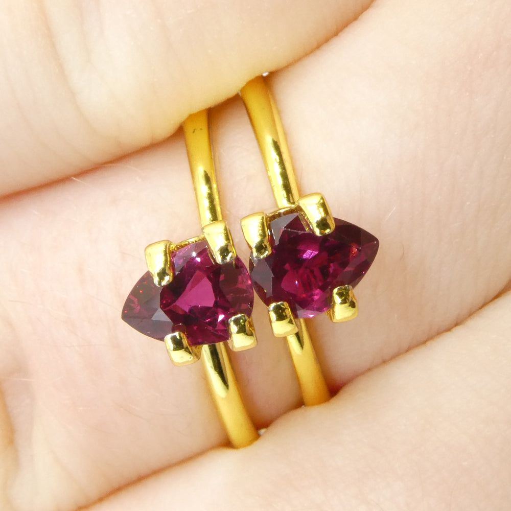 1.41ct Pear Purplish Red Ruby Pair from Thailand, premium matched gemstones by SkyJems Canadian gem specialists
