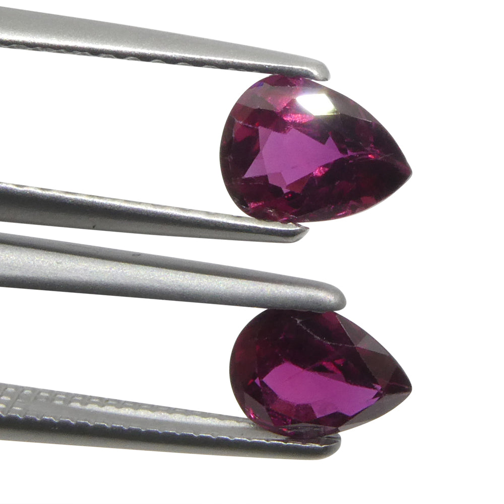 1.41ct Pear Purplish Red Ruby Pair from Thailand, premium matched gemstones by SkyJems Canadian gem specialists