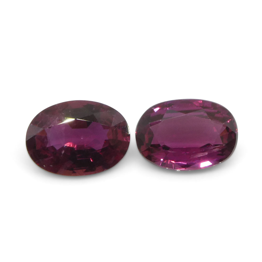 1.81ct Oval Purplish Red Ruby Pair from Thailand, premium matched gemstones by SkyJems Canadian gem specialists