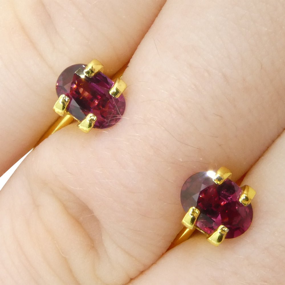 1.81ct Oval Purplish Red Ruby Pair from Thailand, premium matched gemstones by SkyJems Canadian gem specialists