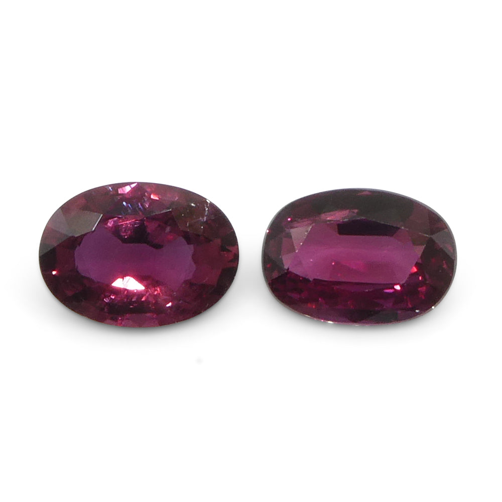 1.81ct Oval Purplish Red Ruby Pair from Thailand, premium matched gemstones by SkyJems Canadian gem specialists