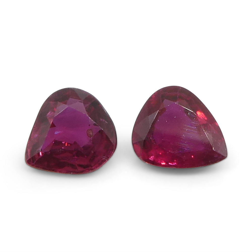 SkyJems 1.33ct Thai Pear Ruby Pair: Purplish Red Matched Gemstones for Fine Jewelry Collectors