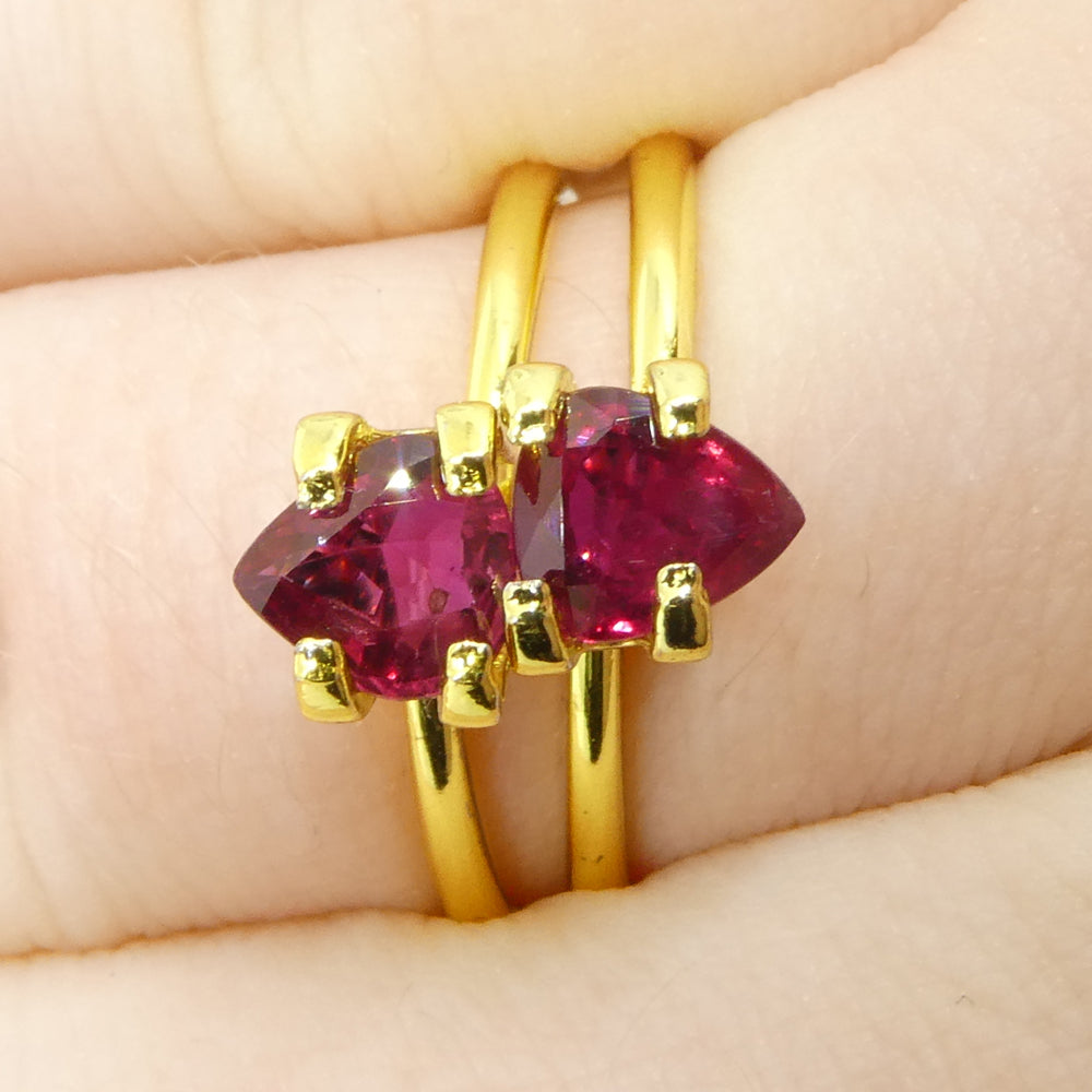 SkyJems 1.33ct Thai Pear-Cut Purplish Red Ruby Pair, Heated Matching Gemstones for Fine Jewelry