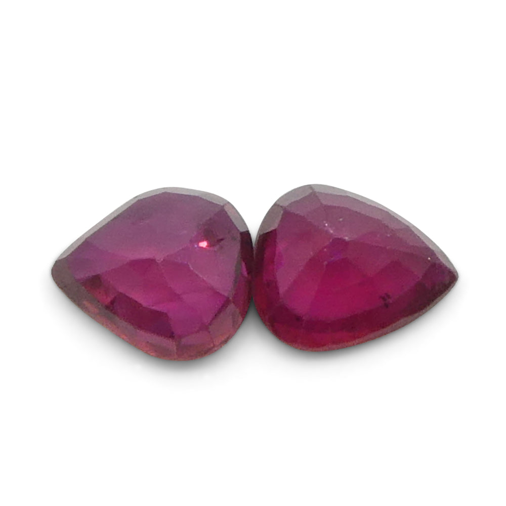 SkyJems 1.33ct Pear Purplish Red Ruby Pair from Thailand, premium matched gemstone for fine jewelry