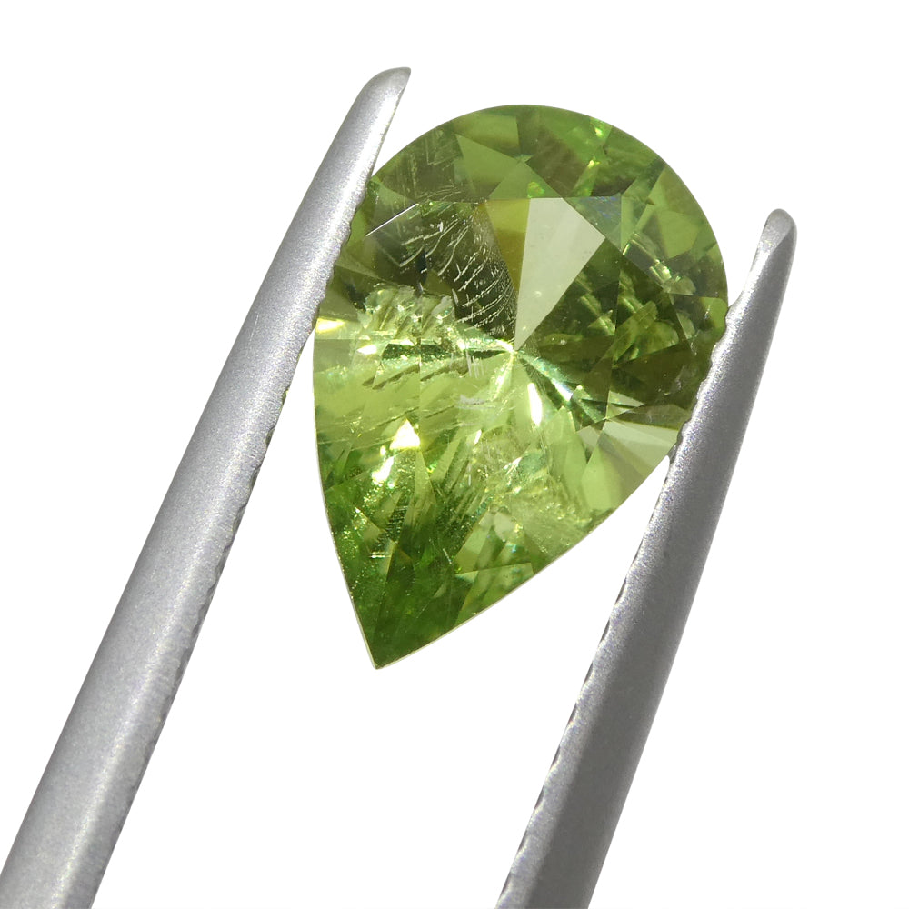 SkyJems 2.6ct Pear Mint Green Tsavorite Garnet from Tanzania, rare gemstone in modified brilliant cut