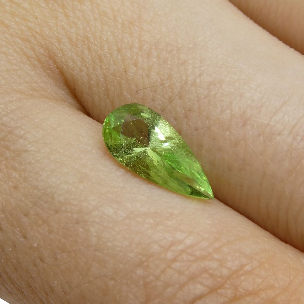 SkyJems 1.71ct Pear Mint Green Tsavorite Garnet from Tanzania, rare gemstone in modified brilliant cut