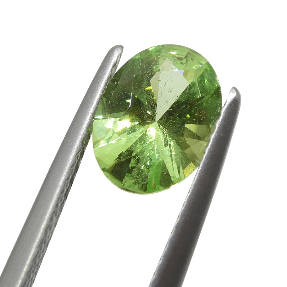 SkyJems 1.69ct Oval Mint Green Tsavorite Garnet from Tanzania, rare gemstone in modified brilliant cut