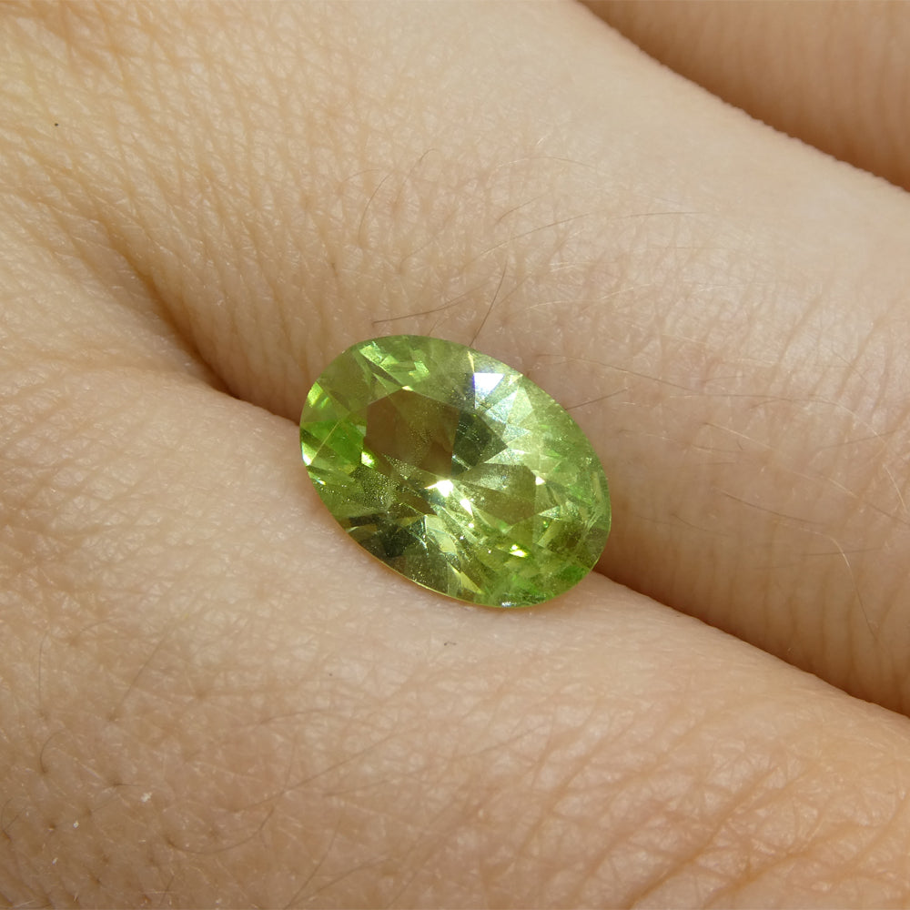 SkyJems 2.43ct Oval Mint Green Tsavorite Garnet from Tanzania, rare green gemstone in modified brilliant cut