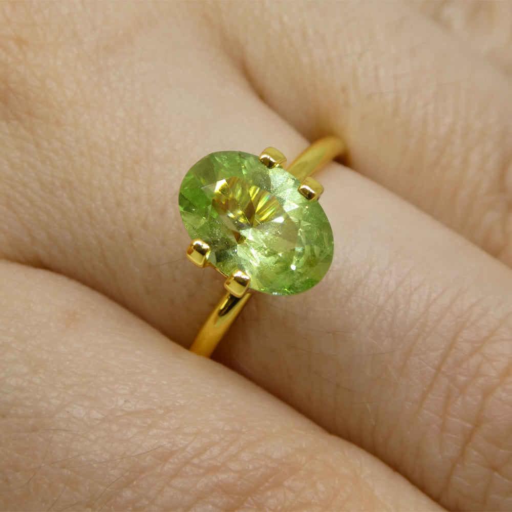 SkyJems 2.43ct Oval Mint Green Tsavorite Garnet from Tanzania, rare green gemstone in modified brilliant cut