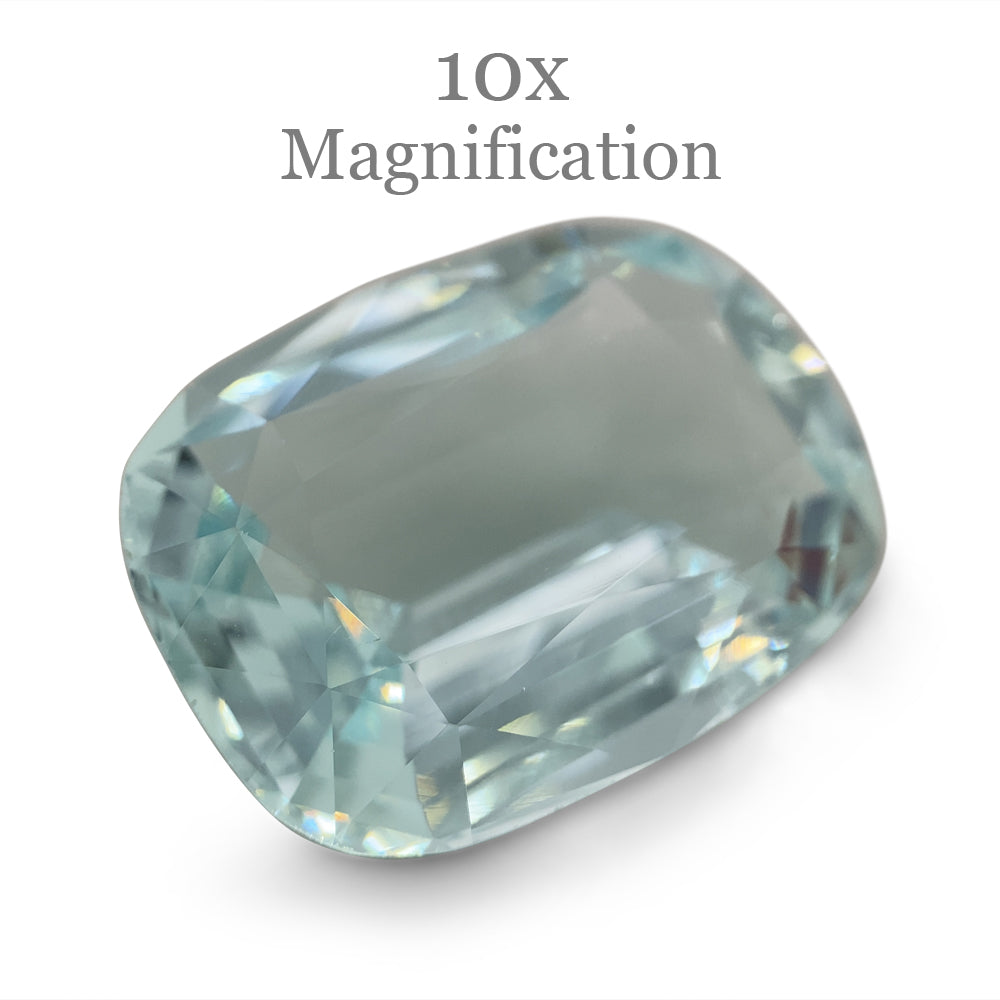 15.84ct Brazilian Greenish Blue Cushion Aquamarine, GIA Certified Natural Beryl from SkyJems Gemstones