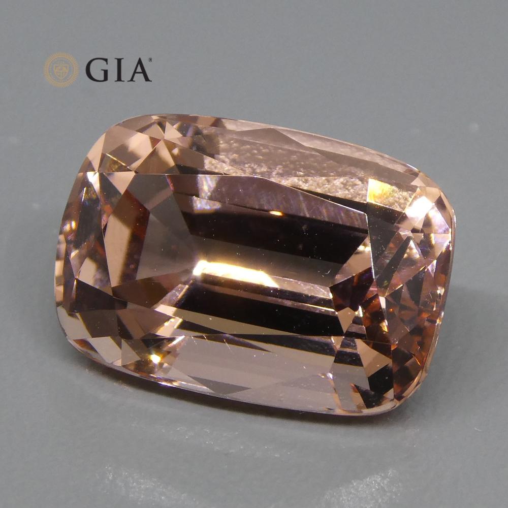 9.70ct Brazilian Cushion Morganite, soft orange-pink natural beryl, GIA certified premium gemstone by SkyJems