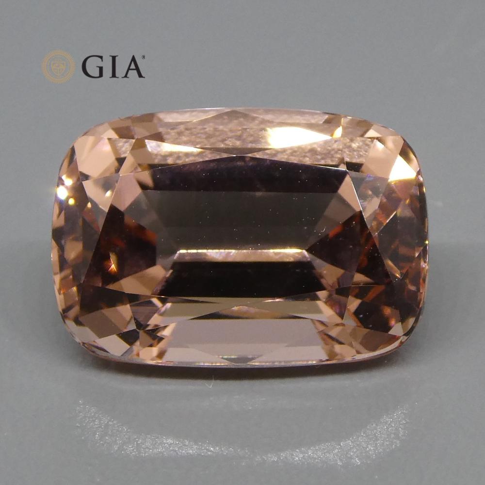 9.70ct Brazilian Cushion Morganite, soft orange-pink natural beryl, GIA certified by SkyJems Canadian gemstone experts