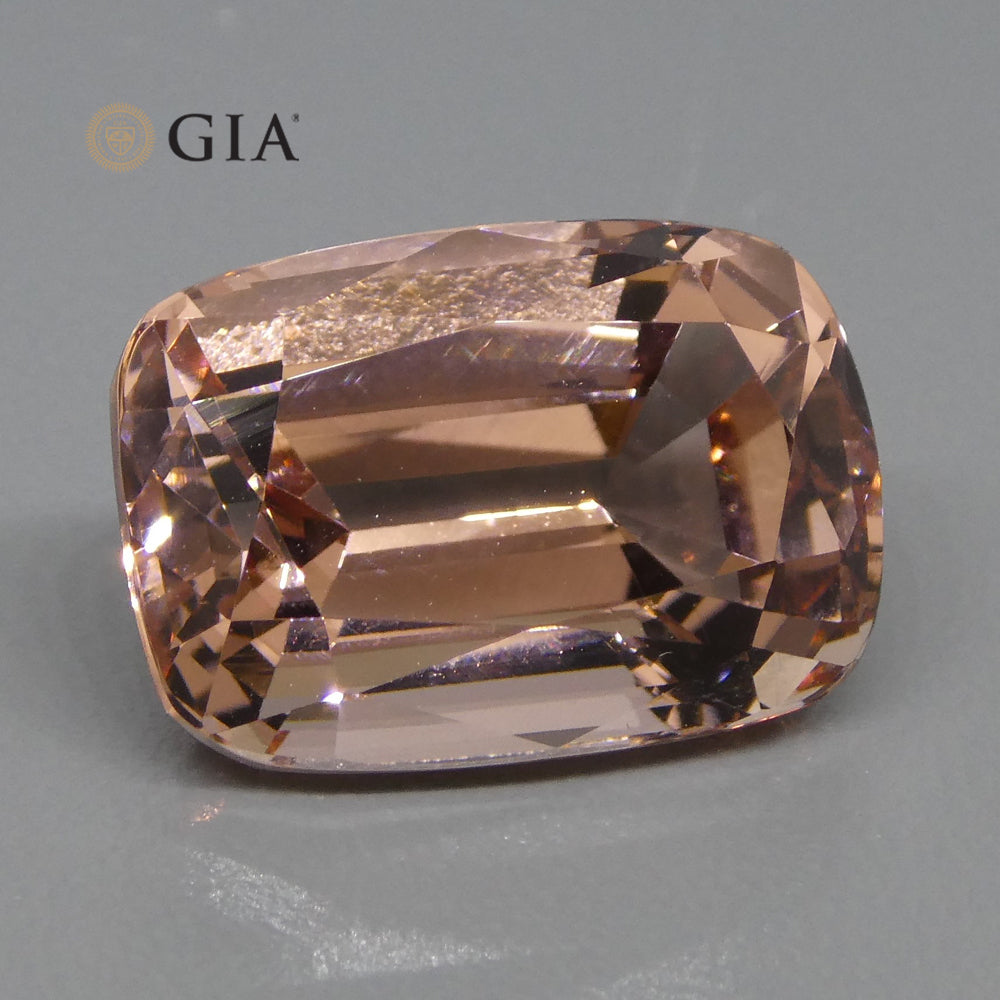 SkyJems 9.70ct Brazilian Cushion-Cut Pink-Orange Morganite Gemstone, GIA Certified Natural Beryl