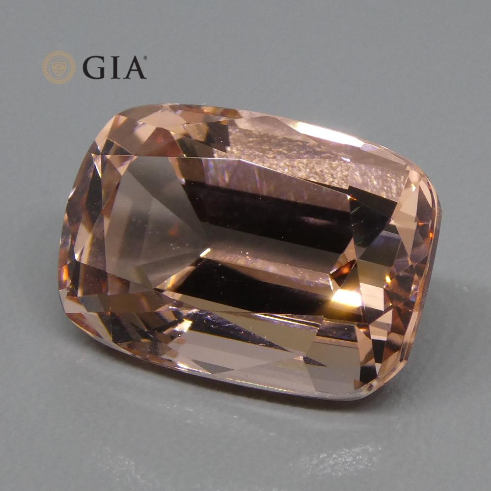 9.70ct Brazilian Morganite Cushion Cut Pink-Orange Gemstone by SkyJems, GIA Certified Natural Beryl