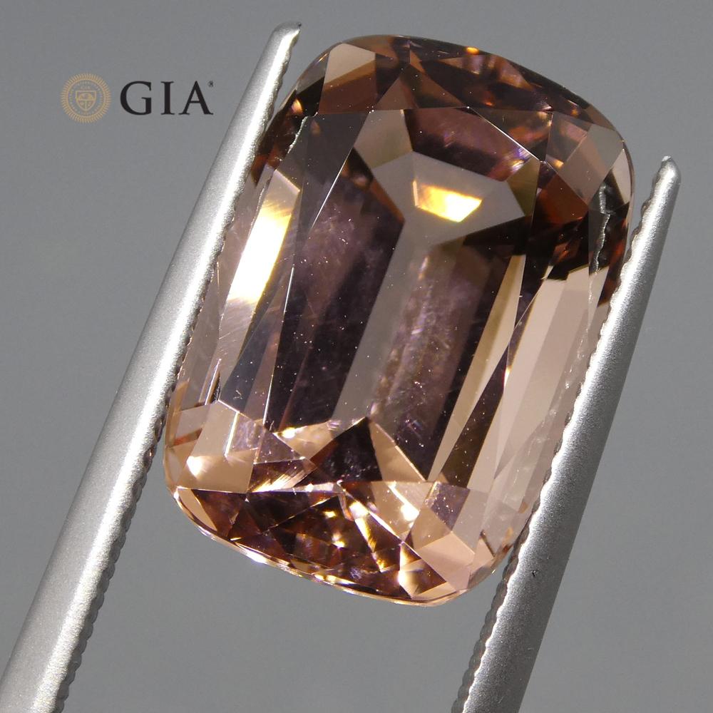 9.70ct Brazilian Morganite Cushion Cut Pink-Orange Gemstone by SkyJems, GIA Certified Natural Beryl