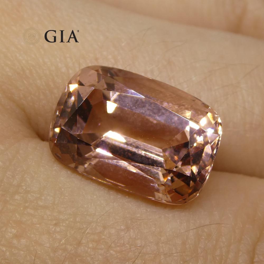 9.70ct Brazilian Cushion Morganite, soft orange-pink natural beryl, GIA certified by SkyJems Canadian gemstone experts