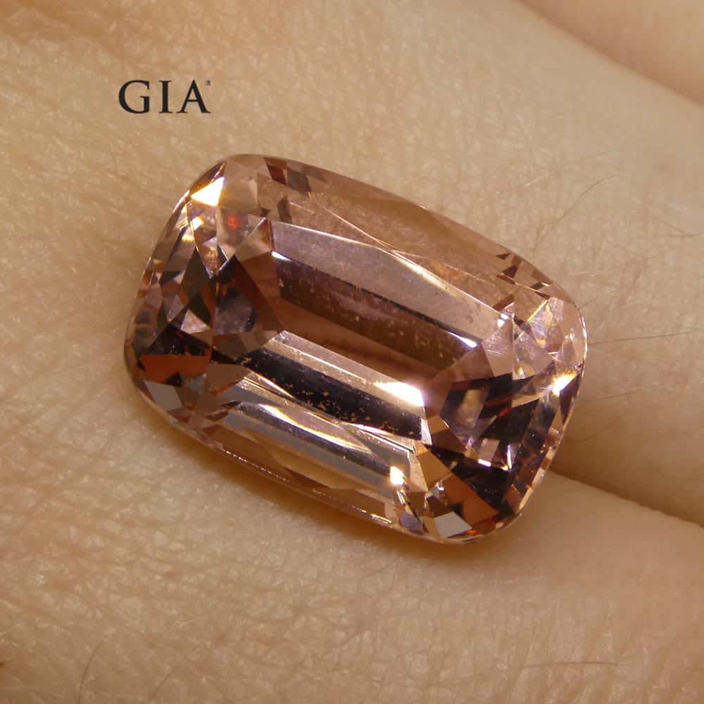 SkyJems 9.70ct Brazilian Cushion-Cut Morganite, GIA-certified pink-orange natural beryl gemstone