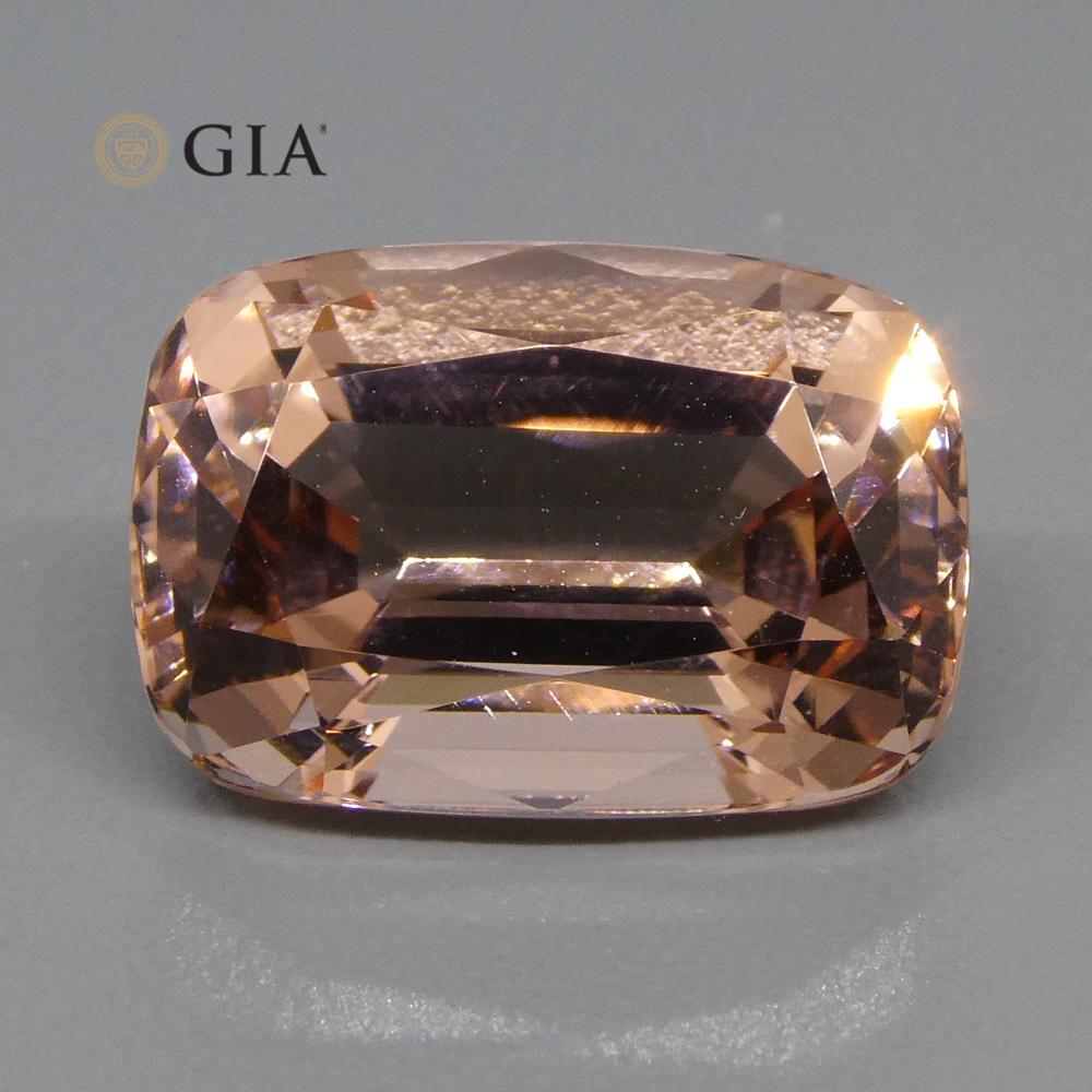 9.70ct Brazilian Cushion Morganite, soft orange-pink natural beryl, GIA certified premium gemstone by SkyJems