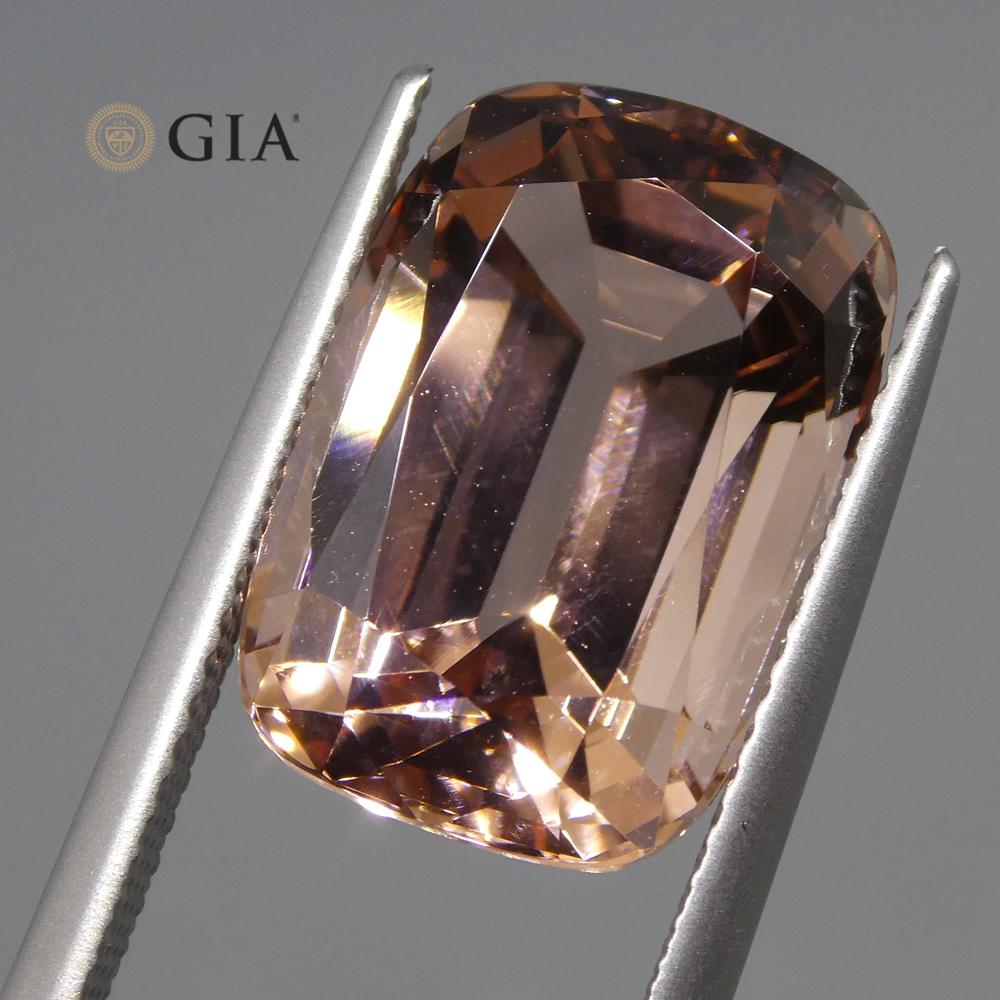 9.70ct Brazilian Cushion Morganite, soft orange-pink natural beryl, GIA certified by SkyJems Canadian gemstone experts