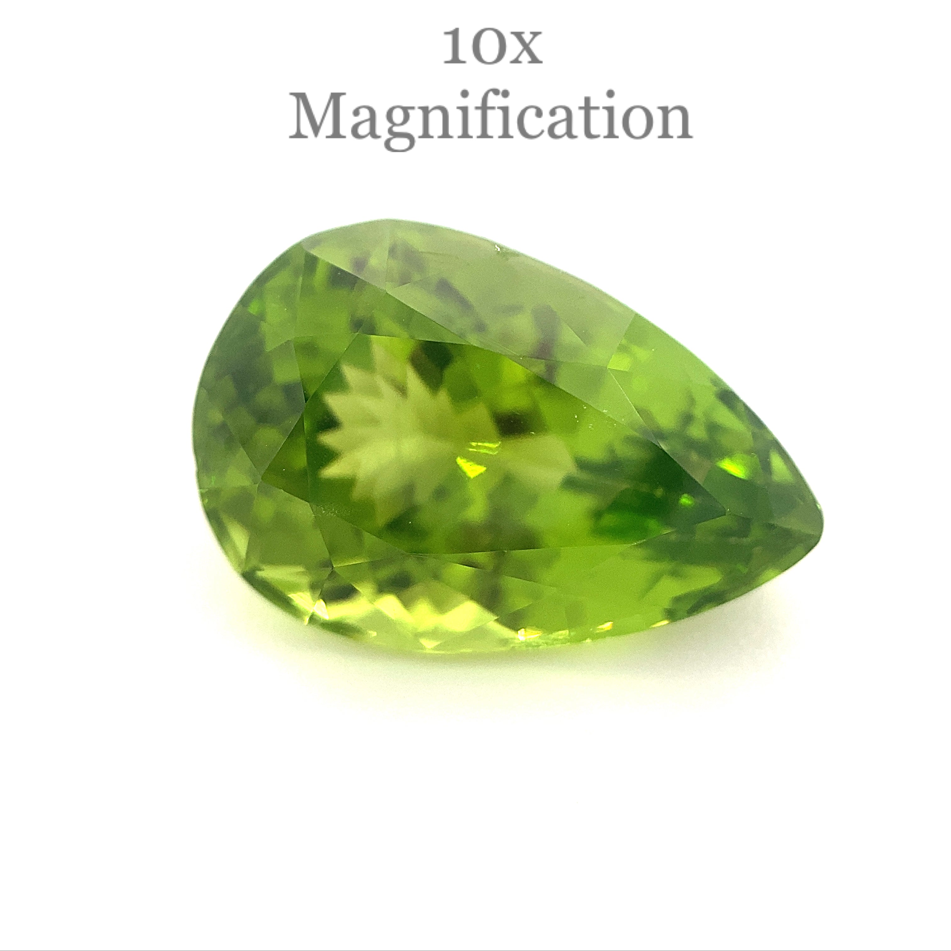 SkyJems 10.17ct Pear Peridot from Myanmar, GIA-certified yellowish green gemstone with exceptional clarity
