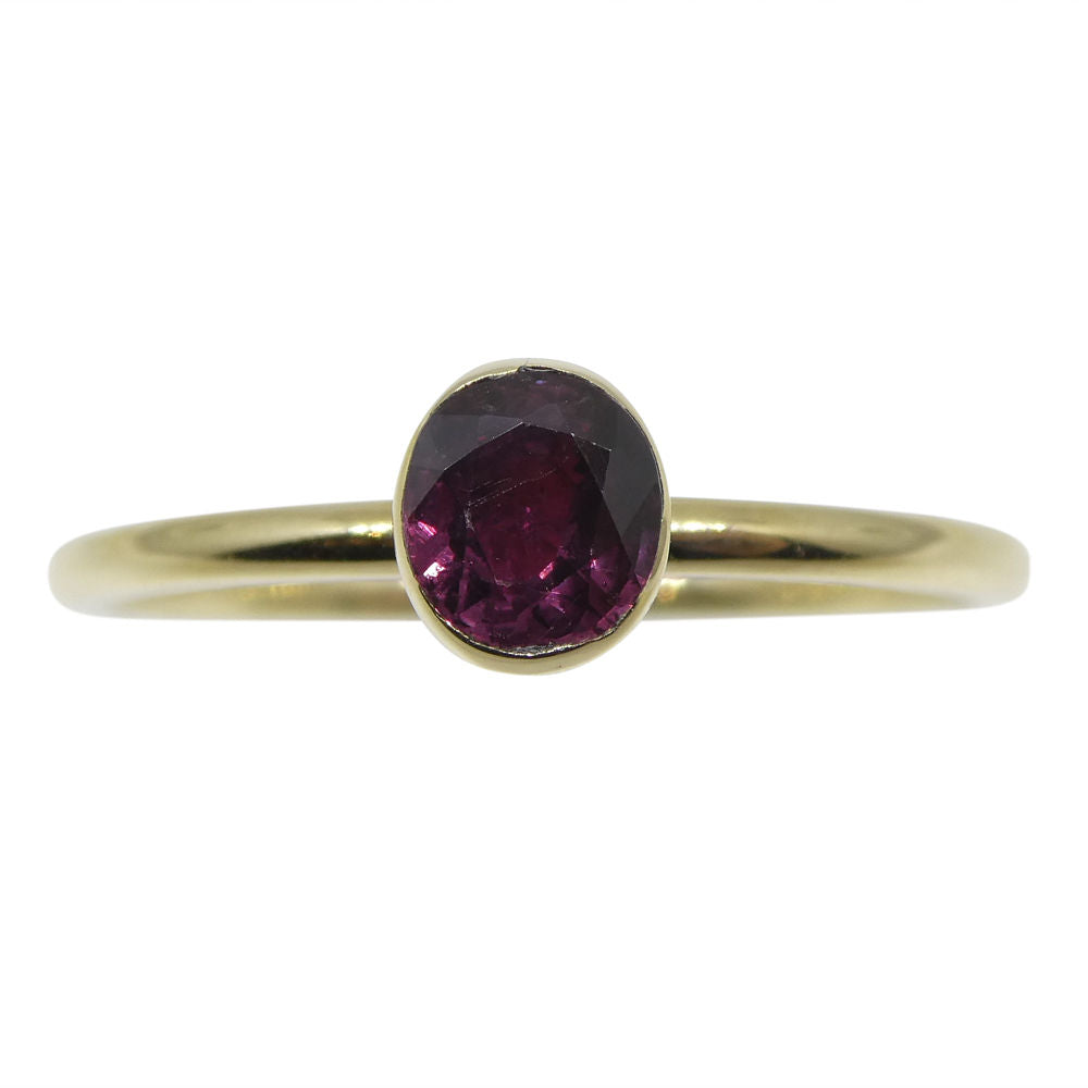 SkyJems Ruby Stacker Ring: Vibrant Red Oval Ruby in 10kt Yellow Gold, Handcrafted Canadian Jewellery