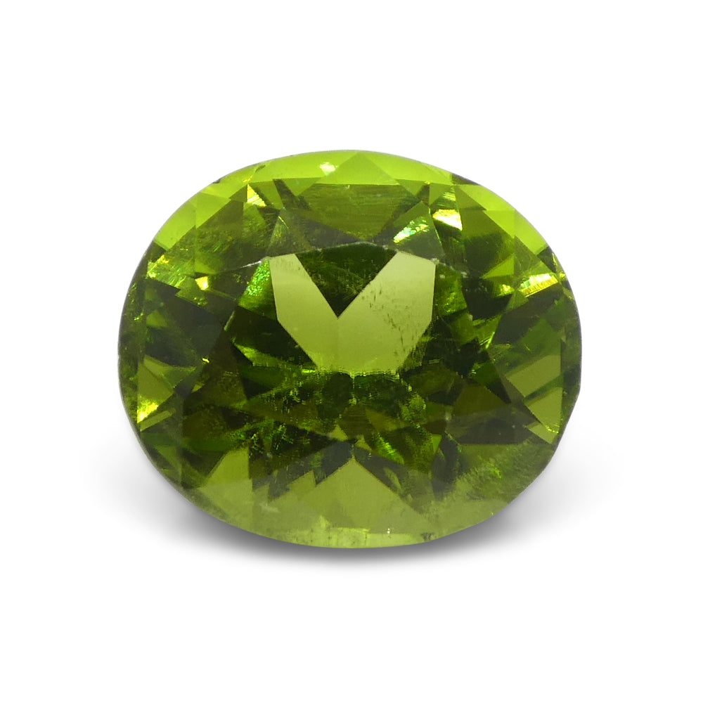 5.69ct Oval Yellowish Green Peridot from Pakistan, Brilliant Cut Single Stone by SkyJems Canadian Gem Experts
