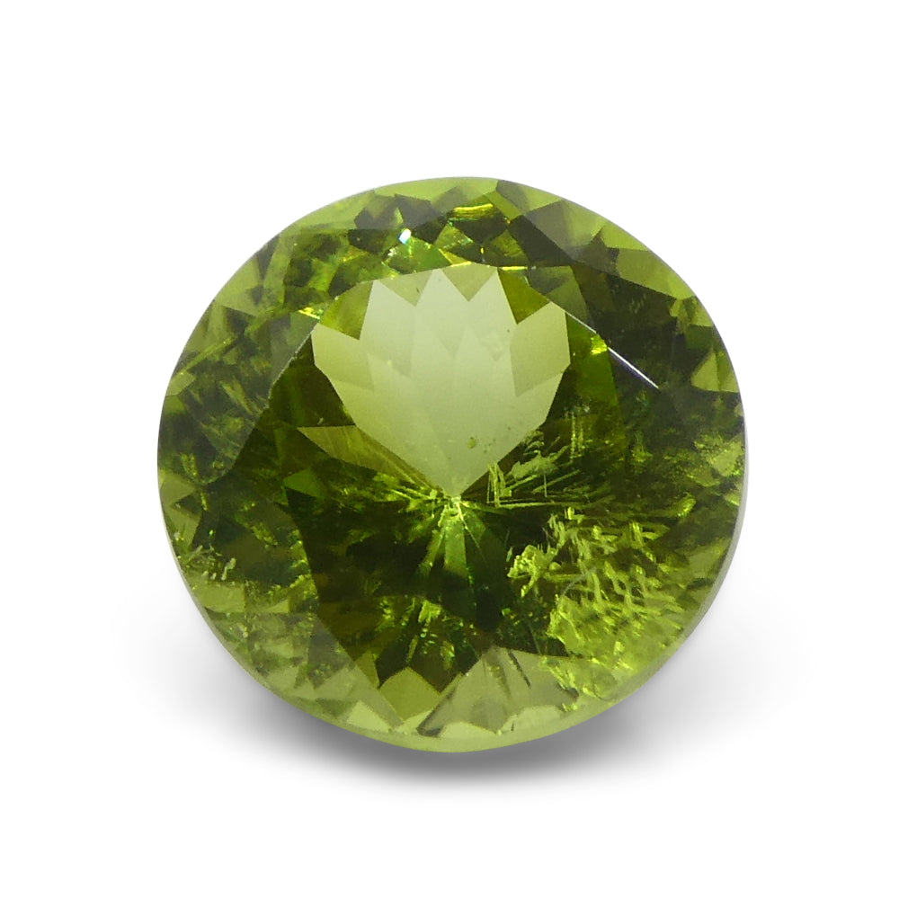 4.03ct Round Yellowish Green Peridot from Pakistan, Brilliant Cut Single Stone by SkyJems Canadian Gemstone Experts
