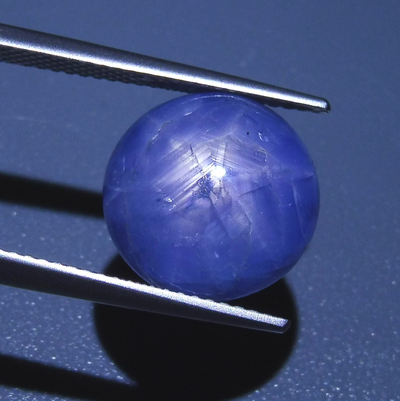 12.56 ct Round Burmese Star Sapphire, very slightly greyish blue cabochon with asterism, premium SkyJems gemstone collection