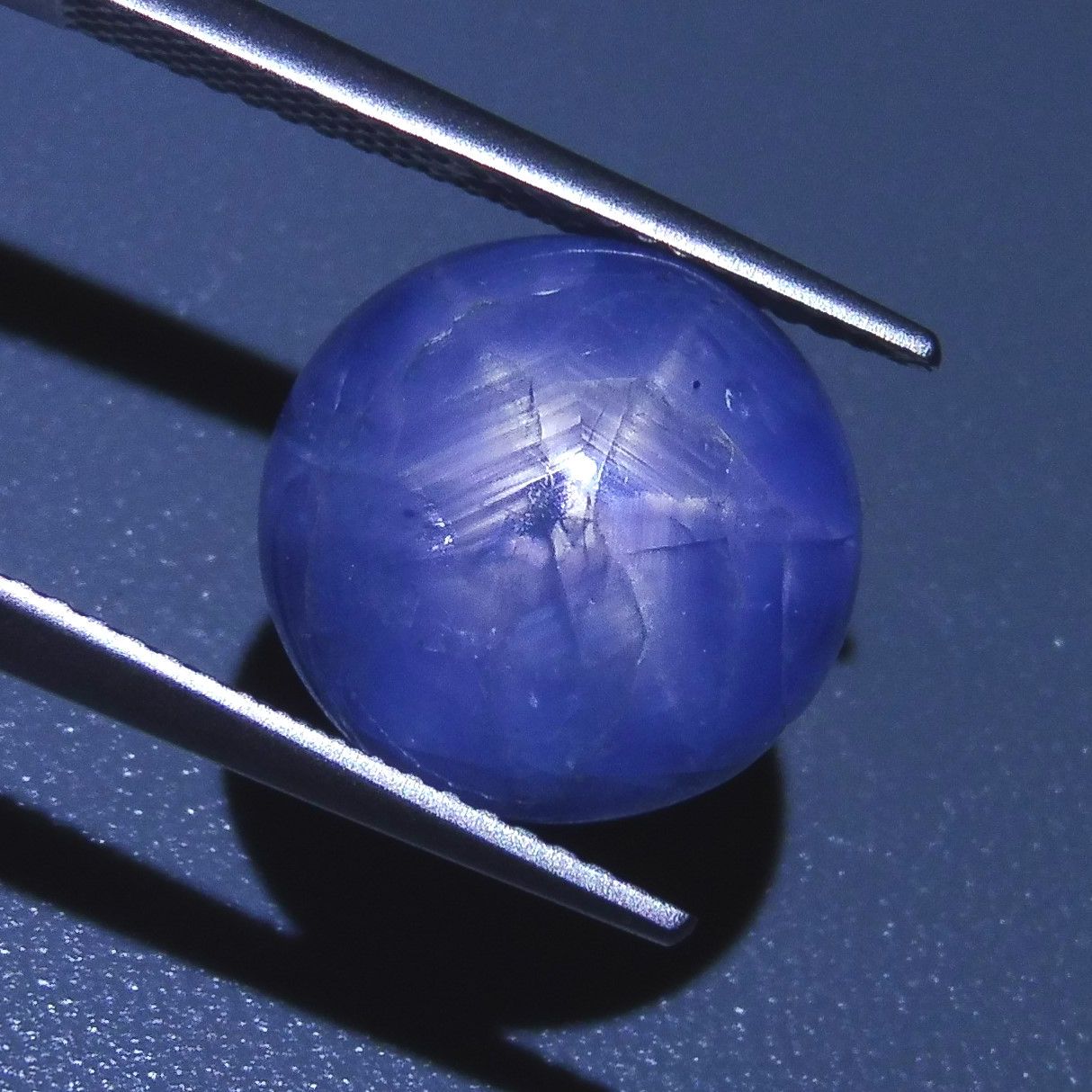 12.56 ct Round Burmese Star Sapphire, very slightly greyish blue, rare asterism gem from SkyJems Canadian collection